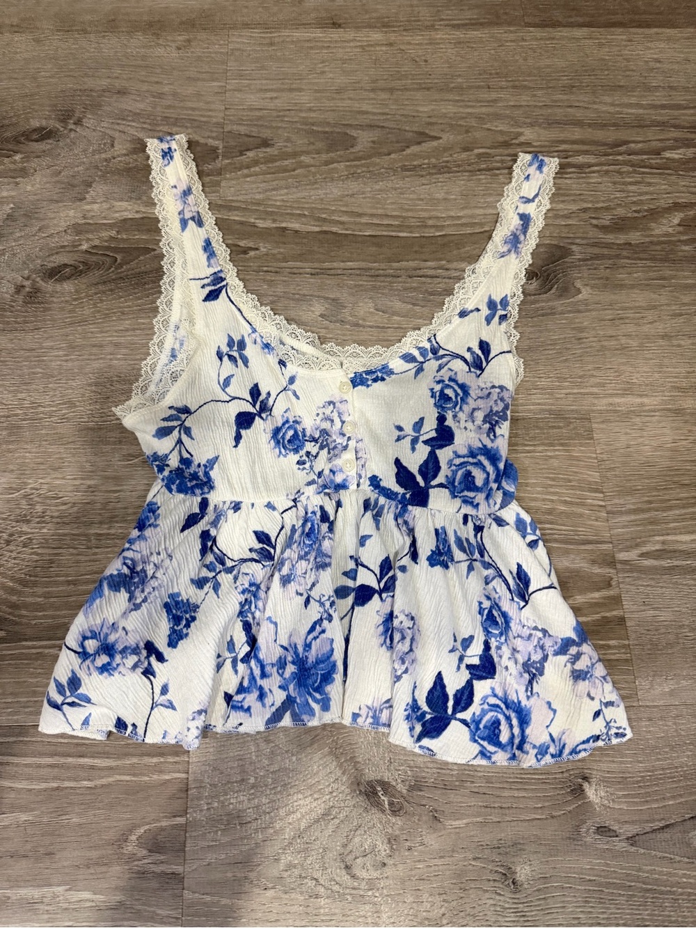 Urban Outfitters White Camisole with Blue Floral Print